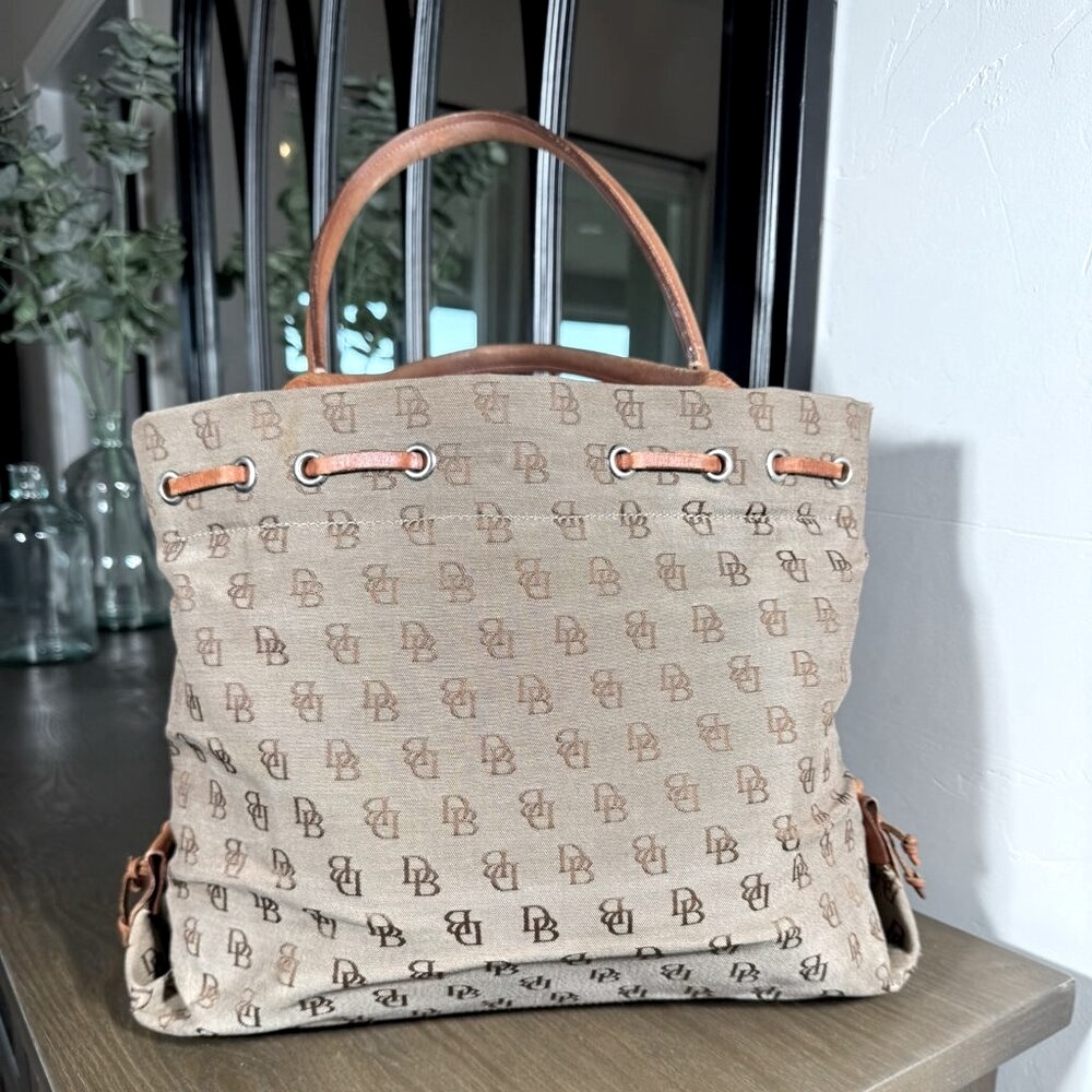 Dooney & Bourke Signature Monogram Tote Bag – Canvas & Leather - Picture 2 of 13